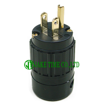 Audio Grade NEMA 5-15P Power Plug Black, Gold Plated Cable Maximum 19mm