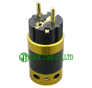 Audio Schuko Plug Power Plug Gold, Carbon Shell, Gold Plated