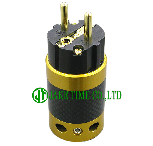 Audio Plug AS/NZS 3112 Australia Power Plug Gold, Carbon Shell, Gold Plated